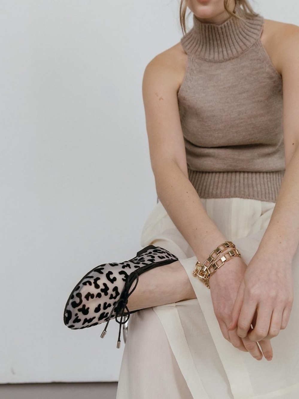 Metier mesh leopard ballet flats